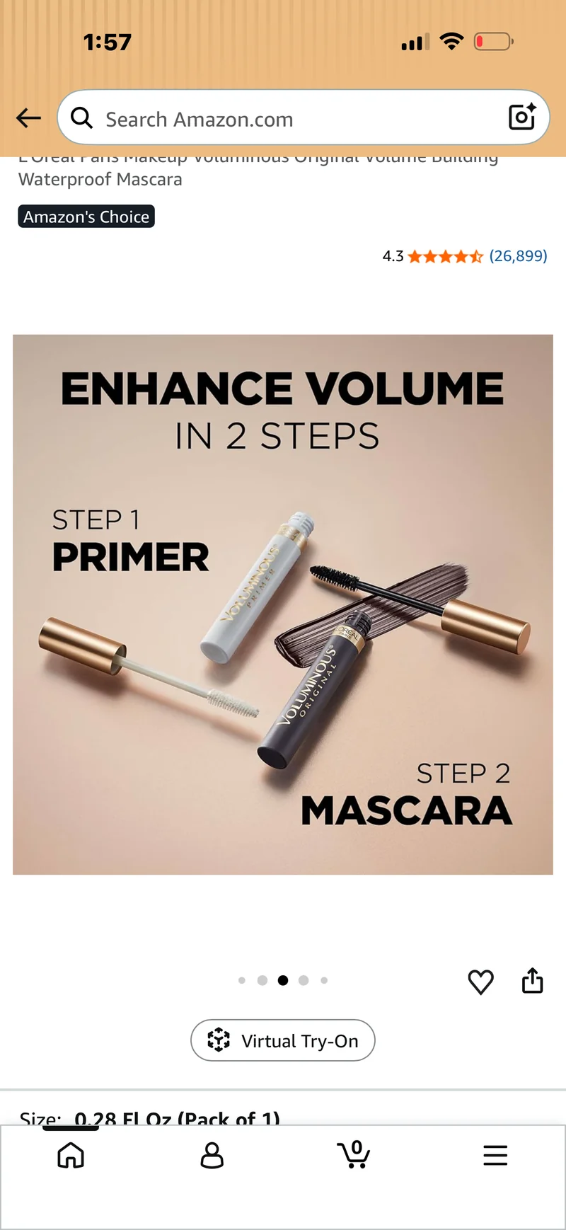 L’Oreal Paris Makeup Voluminous Original Volume Building Waterproof Mascara - (Black Brown)