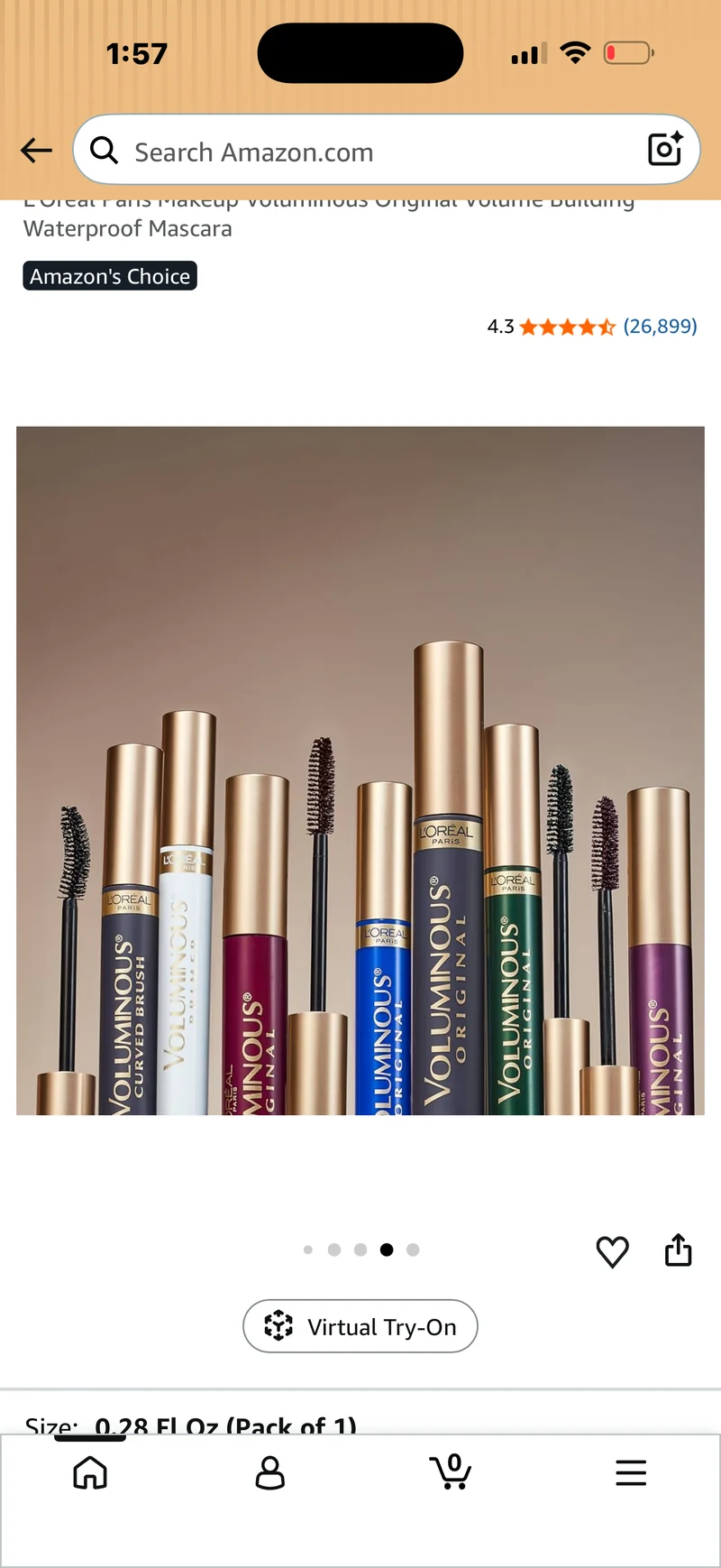 L’Oreal Paris Makeup Voluminous Original Volume Building Waterproof Mascara - (Black Brown)