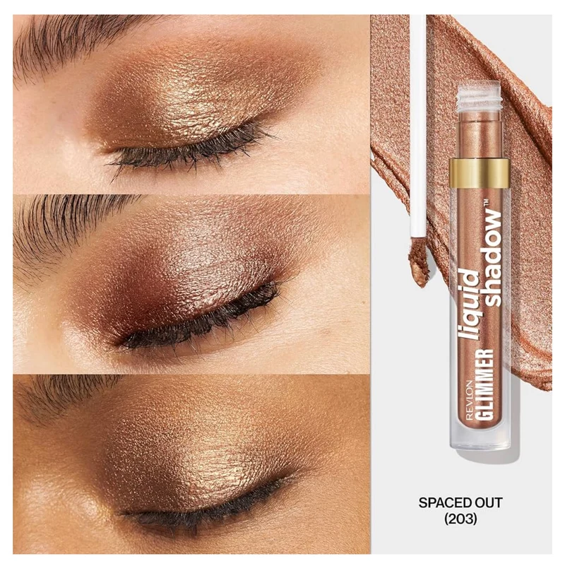 REVLON Glimmer Liquid Shadow, Smudge-Proof Shimmer Eyeshadow Makeup, Long Lasting, High Pigment - (203 Spaced Out)