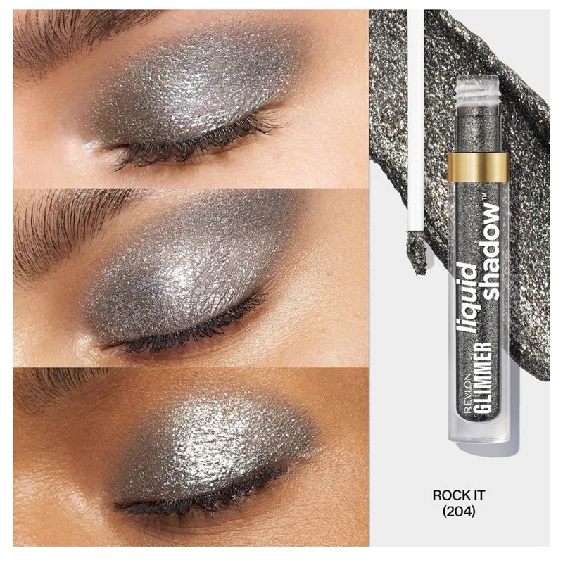 REVLON Glimmer Liquid Shadow, Smudge-Proof Shimmer Eyeshadow Makeup, Long Lasting, High Pigment - (204 Rock-IT)