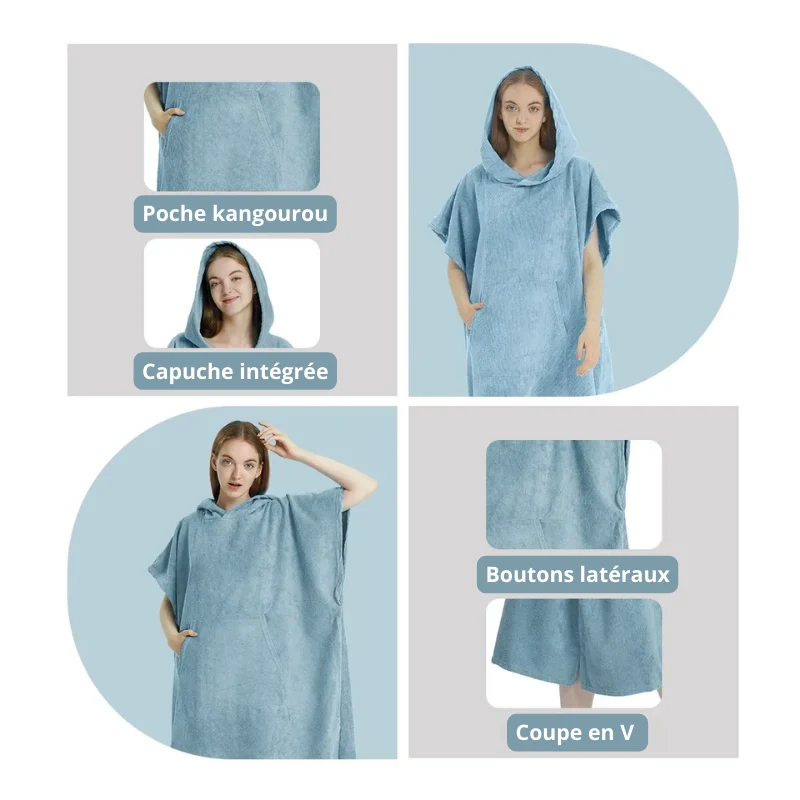 Poncho Serviette Microfibre à Séchage Rapide & Capuche