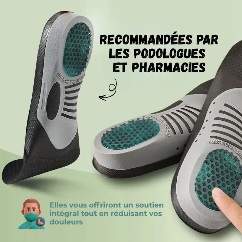 Semelles Orthopédiques Gel 3D Soutien Intégral