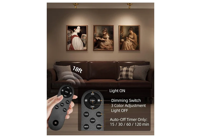 LED Spotlight Indoor, 5500mAh Rechargeable Battery-Powered Uplights Indoor, Wireless Mini Art Accent Spot Lights with Remote (2PK - Gold)