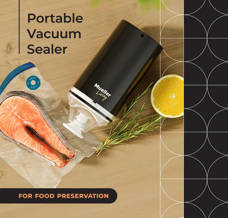 Cordless Portable Food Vacuum Sealer Seals up to 60 bags, Automatic Shut Off and includes 4 Starter Bags (Pack of 4)