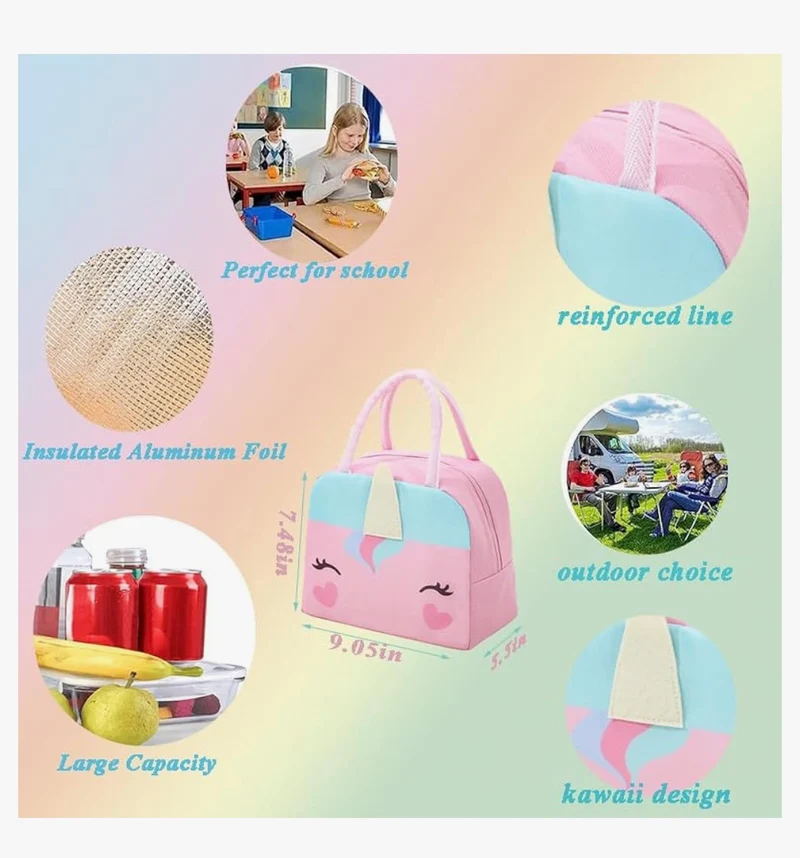 Bundle Girls Backpack School Backpack For Kids Children w/ Lunch Bag and Pencil Case (rabbit-purple)