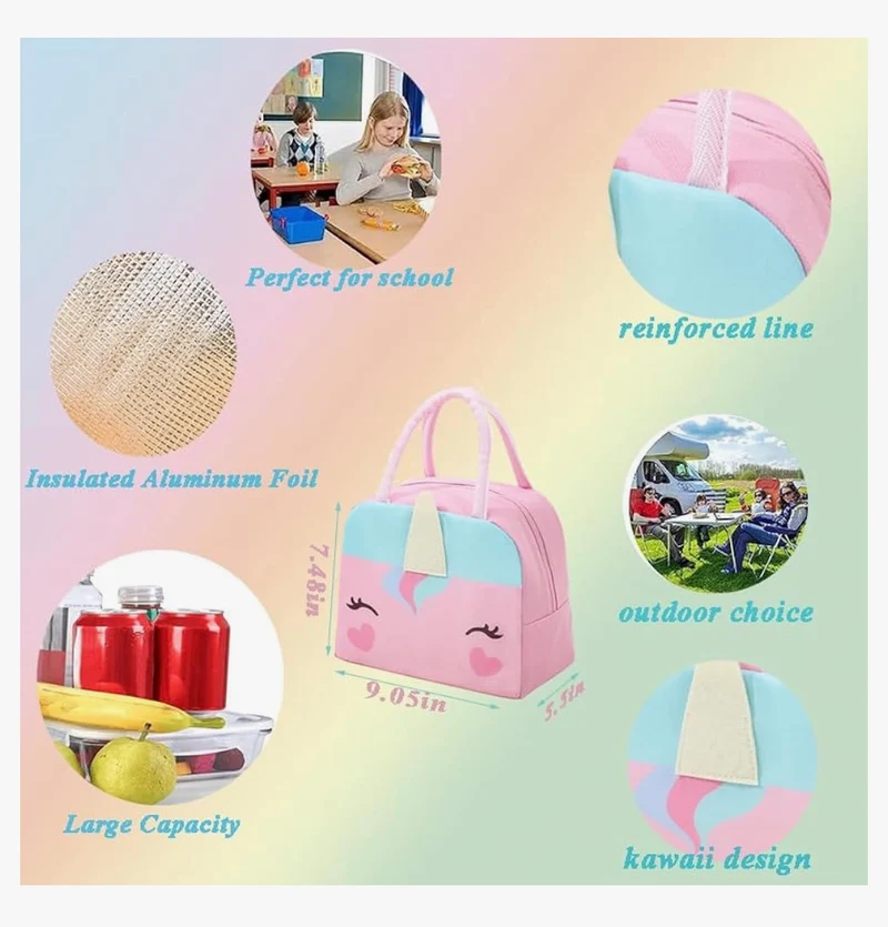 Bundle Girls Backpack School Backpack For Kids Children w/ Lunch Bag and Pencil Case (rabbit-pink)