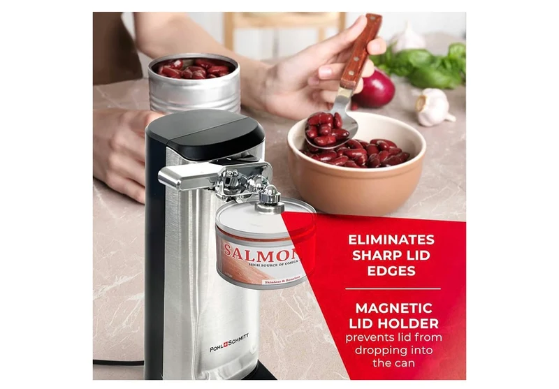 POHL SCHMITT Electric Can Opener with Knife Sharpener and Bottle Opener - (Silver)