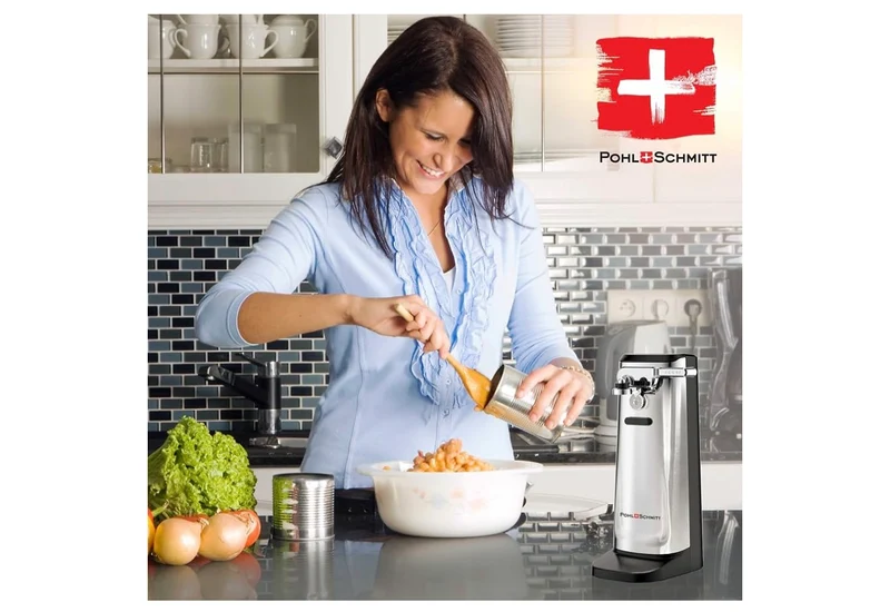 POHL SCHMITT Electric Can Opener with Knife Sharpener and Bottle Opener - (Silver)