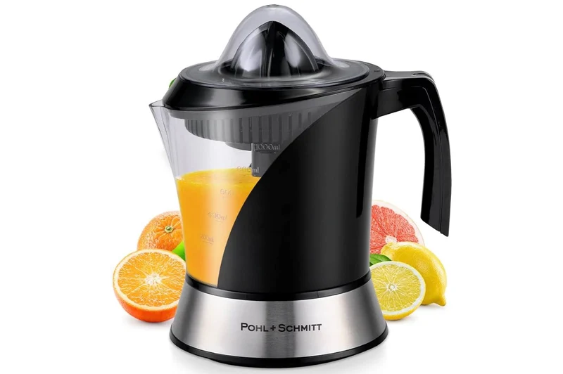 Pohl+Schmitt Deco-Line Electric Citrus Juicer Machine Extractor - Large Capacity 34oz (1L) Easy-Clean, Featuring Pulp Control Technology