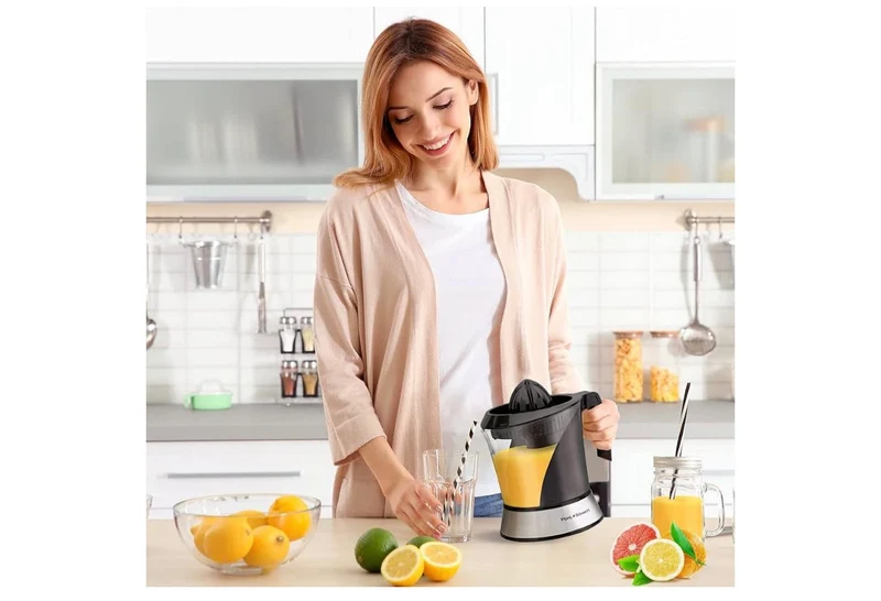 Pohl+Schmitt Deco-Line Electric Citrus Juicer Machine Extractor - Large Capacity 34oz (1L) Easy-Clean, Featuring Pulp Control Technology