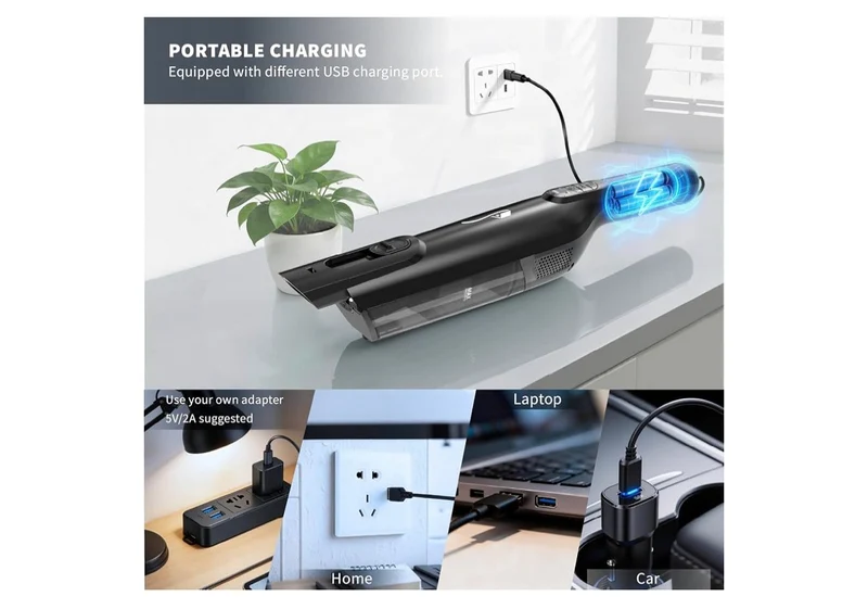 Cordless Handheld Vacuum, Lightweight Portable Hand Vacuum Cleaner with LED Light,Rechargeable Hand Held Vacuum with One-Touch Empty, Powerful Suction for Office, Home,Car, Raven