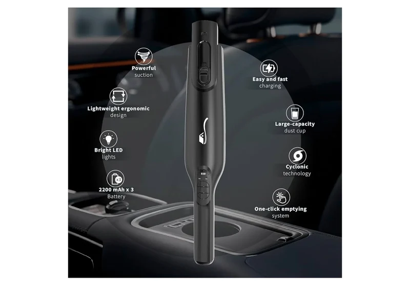 Cordless Handheld Vacuum, Lightweight Portable Hand Vacuum Cleaner with LED Light,Rechargeable Hand Held Vacuum with One-Touch Empty, Powerful Suction for Office, Home,Car, Raven
