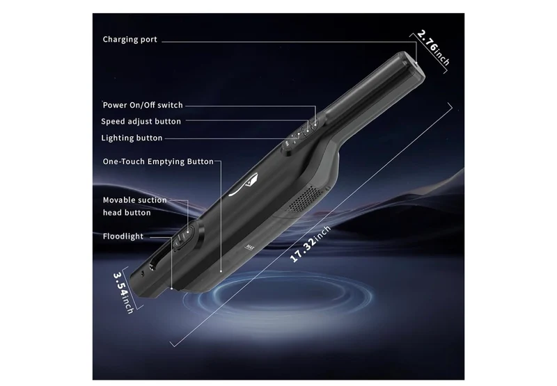 Cordless Handheld Vacuum, Lightweight Portable Hand Vacuum Cleaner with LED Light,Rechargeable Hand Held Vacuum with One-Touch Empty, Powerful Suction for Office, Home,Car, Raven