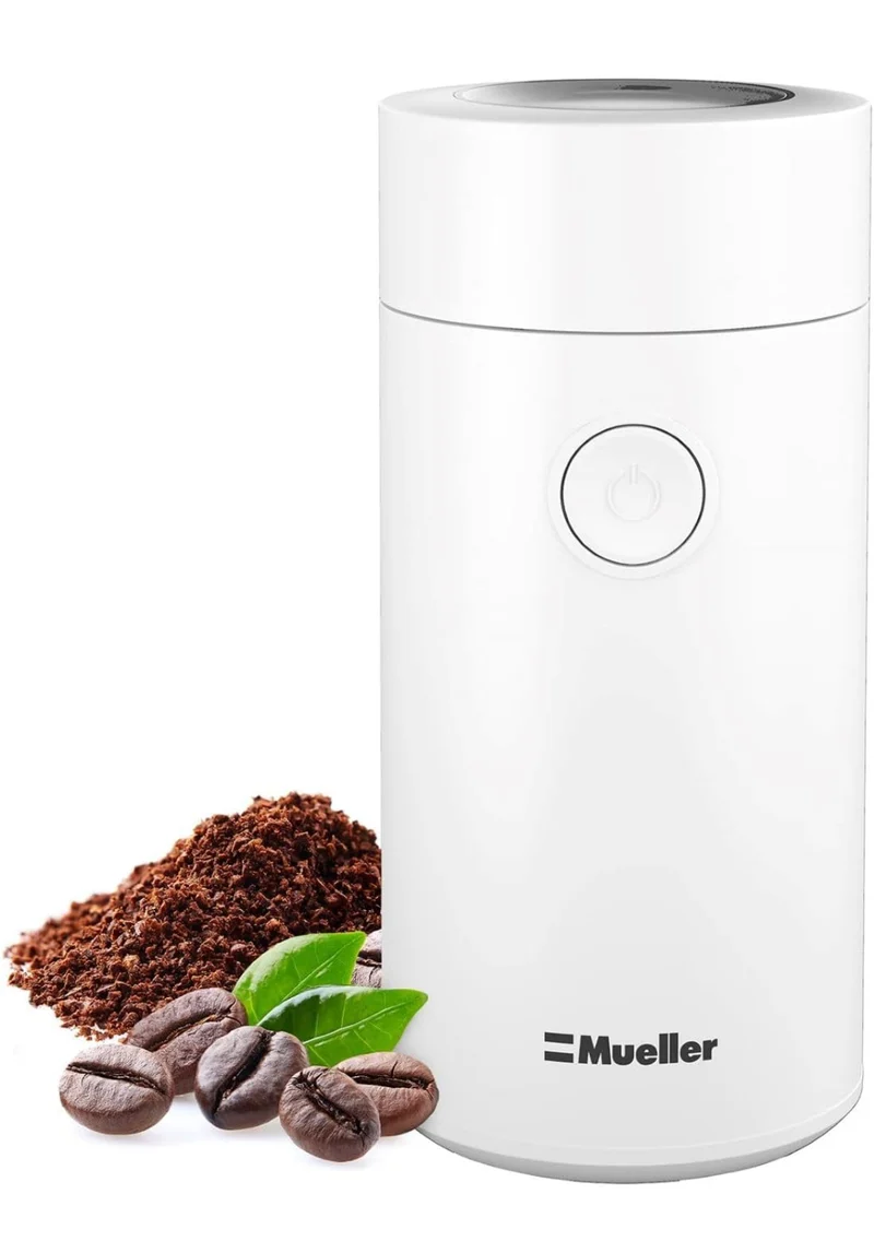 Electric Coffee Grinder for Spice, Nut, Herbs and Coffee Beans, Sharp Blade, Stainless Steel - (White)