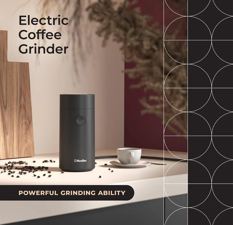 Electric Coffee Grinder for Spice, Nut, Herbs and Coffee Beans, Sharp Blade, Stainless Steel - (Black)