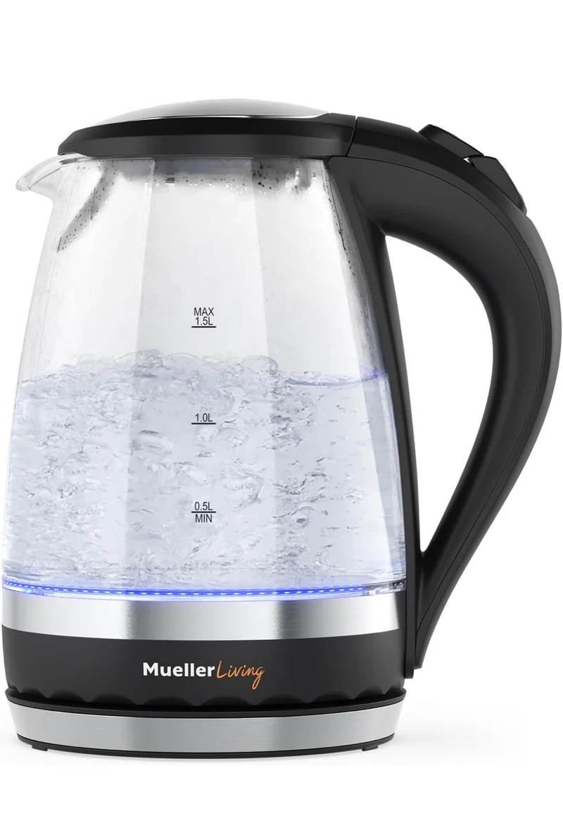 Glass Kettle 1.5L 1500W LED Light Electric Tea Kettle Automatic Shut-Off with SpeedBoil Tech and Boil-Dry Protection