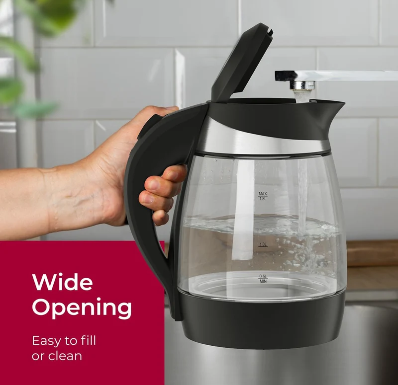 Electric Kettle, Electric Tea Kettle for Boiling Water, 1500W SpeedBoil with Automatic Shutoff, 1.8L Cordless with LED Light, Borosilicate Glass Tea Kettle Pot Water Heater, BPA Free