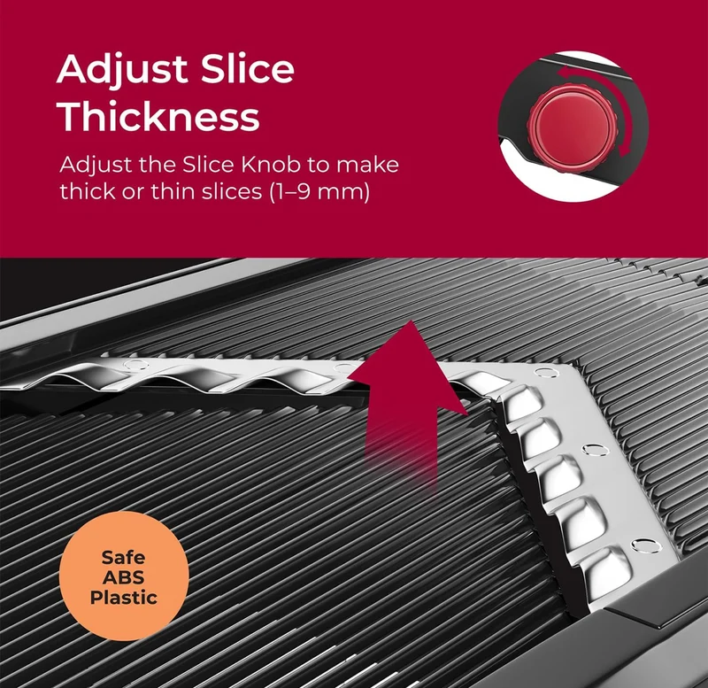 Mandoline Slicer for Kitchen, Adjustable Vegetable Chopper, Fruit, Cheese Grater, Potato Chips Slicer - (Black)