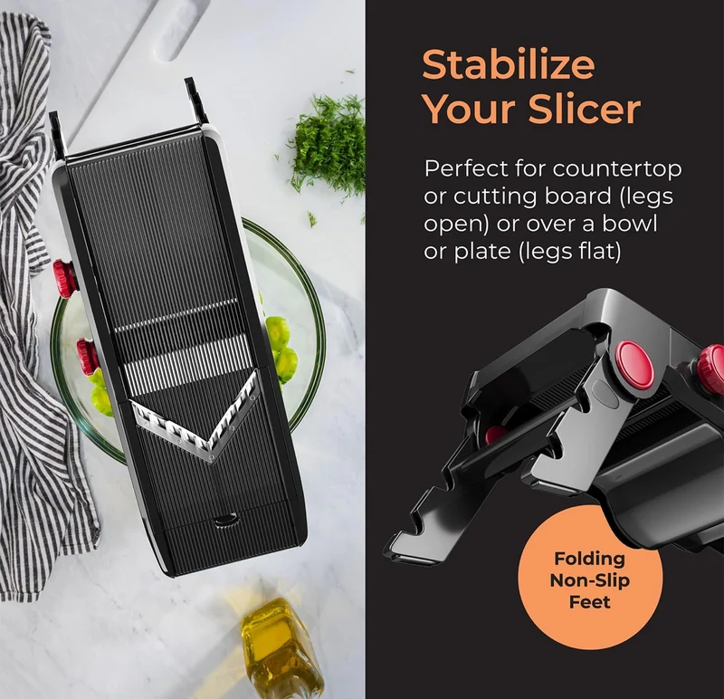 Mandoline Slicer for Kitchen, Adjustable Vegetable Chopper, Fruit, Cheese Grater, Potato Chips Slicer - (Black)