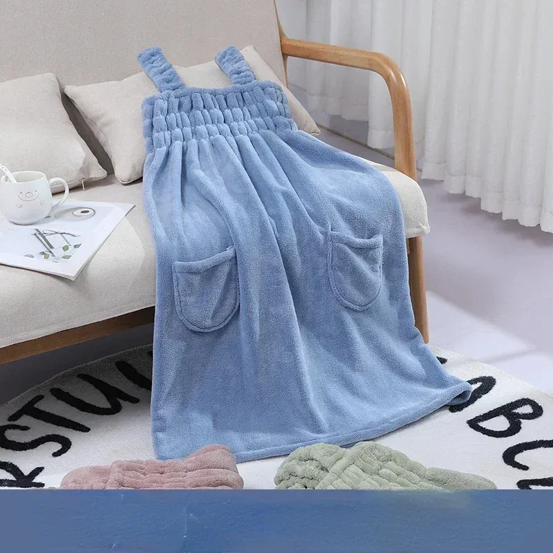Cozy Bath - Robe Serviette de Bain à Poches & Bretelles