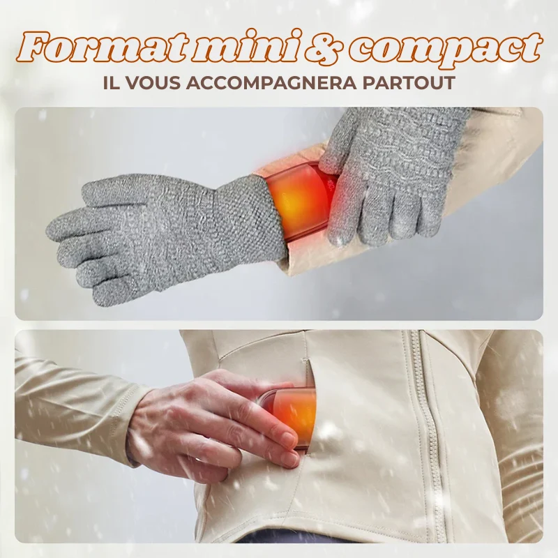 Chauffe-Mains Magnétiques 2 en 1 Portables & Rechargeables - 3 Températures