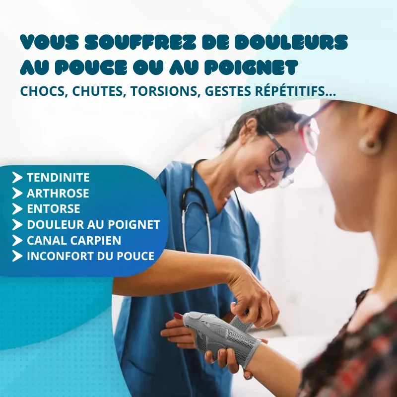 Lot de 2 Attelles de Poignet et Pouce - Soutient & Soulage les douleurs
