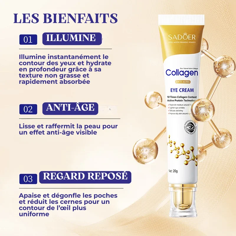 Crème pour les Yeux Anti-cernes au Collagène