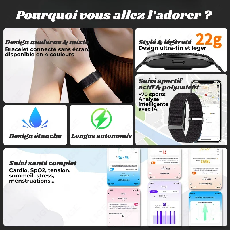 Bracelet Connecté Sans Écran pour votre Bien-être