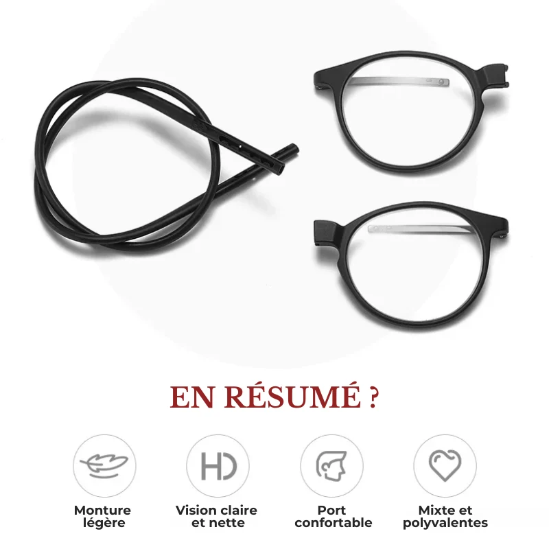 Lunettes de Lecture Fermeture Avant Magnétiques - Cordon Silicone Réglable