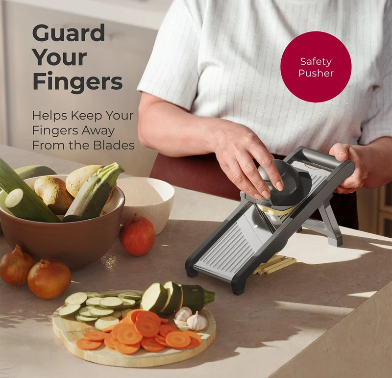 Mandoline Slicer for Kitchen, Stainless Steel, Slice or Julienne, Vegetable Chopper, Fruit Slicer