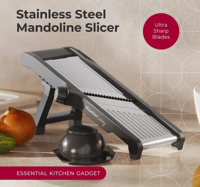 Mandoline Slicer for Kitchen, Stainless Steel, Slice or Julienne, Vegetable Chopper, Fruit Slicer