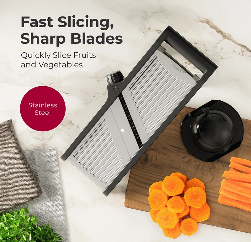 Mandoline Slicer for Kitchen, Stainless Steel, Slice or Julienne, Vegetable Chopper, Fruit Slicer