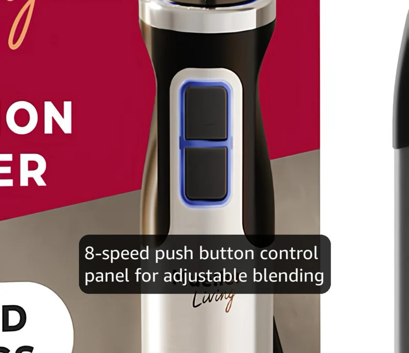 Immersion Blender Handheld - 8 Speed Stainless Steel Electric Hand Blender, Emulsion Blender Stick Kitchen Gadget w/ Turbo Mode