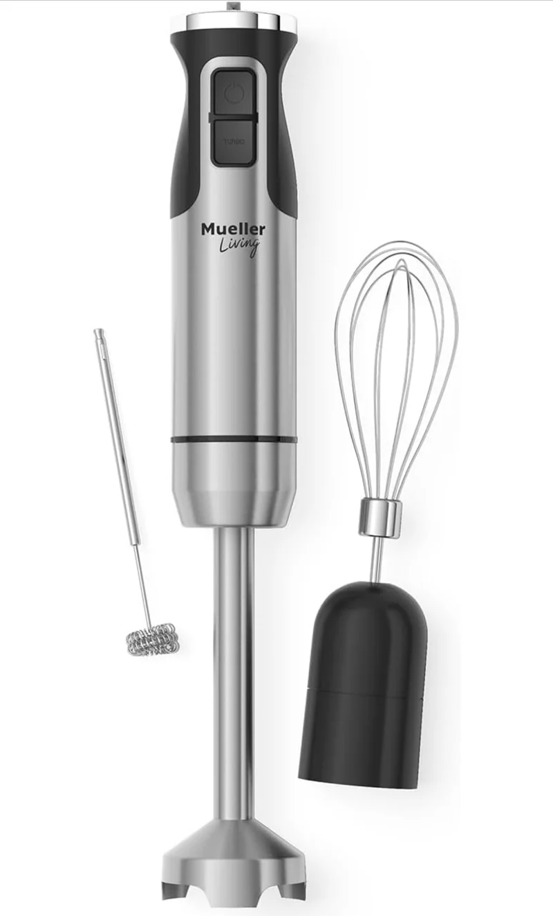 Ultra-Stick Immersion Hand Blender, 500W Heavy Duty Motor, 8-Speed Turbo Setting, Includes Blending Shaft, Whisk, Milk Frother & Measuring Beaker