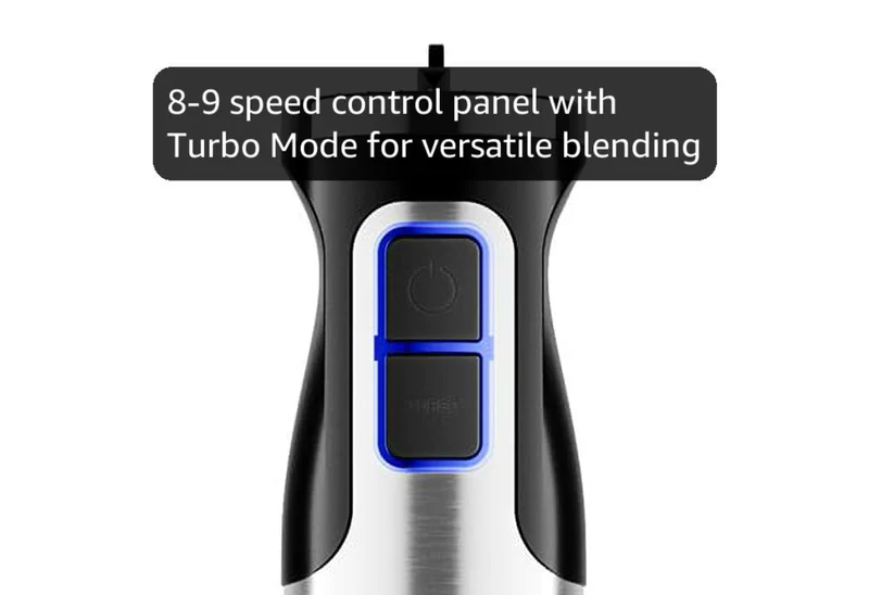Ultra-Stick Immersion Hand Blender, 500W Heavy Duty Motor, 8-Speed Turbo Setting, Includes Blending Shaft, Whisk, Milk Frother & Measuring Beaker