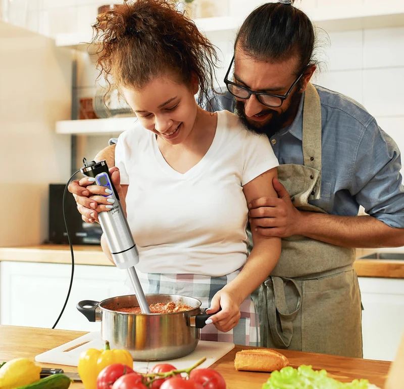 Ultra-Stick Immersion Hand Blender, 500W Heavy Duty Motor, 8-Speed Turbo Setting, Includes Blending Shaft, Whisk, Milk Frother & Measuring Beaker