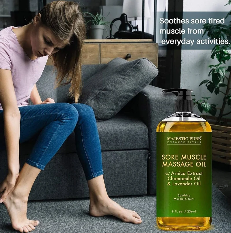 Pure Sore Muscle Massage Oil, Lavender Massage Oil & Frankincense Massage Oil Bundle – (8 fl oz / Each)