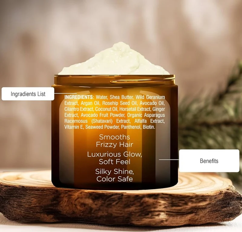 Pure Avocado and Coconut Hair Mask for Dry Damaged Hair - Infused with Biotin - Deep Conditioning, Hair Thickening, for Healthy Hydrated Hair, Sulfate Free (16 fl oz)