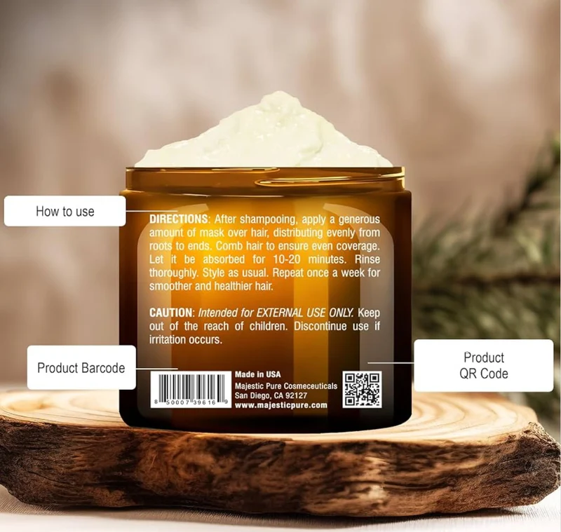Pure Avocado and Coconut Hair Mask for Dry Damaged Hair - Infused with Biotin - Deep Conditioning, Hair Thickening, for Healthy Hydrated Hair, Sulfate Free (16 fl oz)