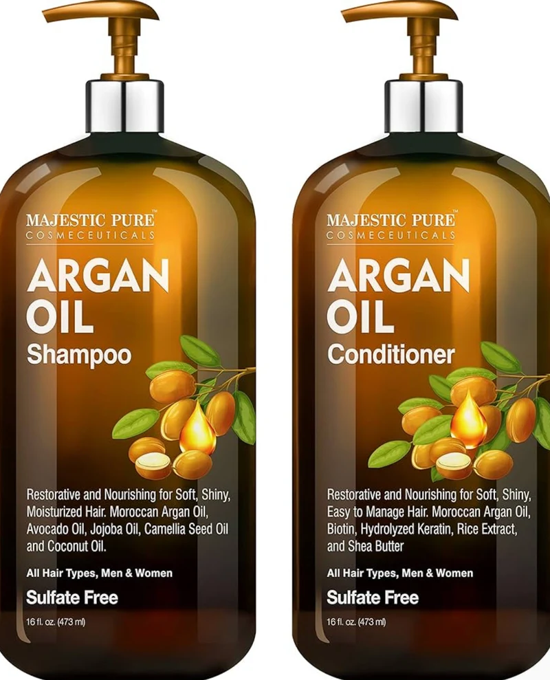 PURE Argan Oil Shampoo and Conditioner Set, Nourishing & Promotes Soft and Silky Hair | Sulfate Free | For All Hair Types, Men and Women