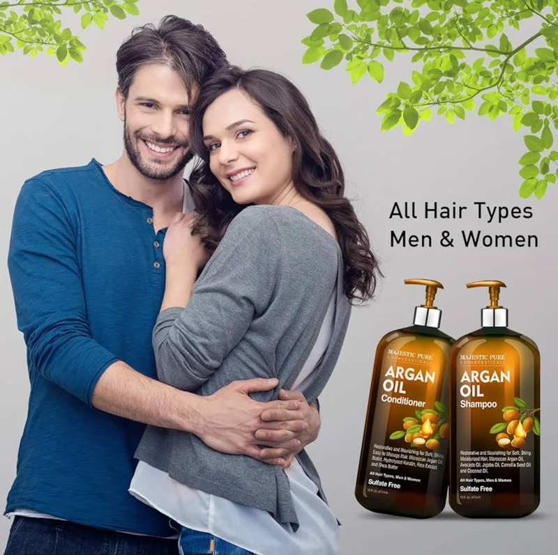 PURE Argan Oil Shampoo and Conditioner Set, Nourishing & Promotes Soft and Silky Hair | Sulfate Free | For All Hair Types, Men and Women