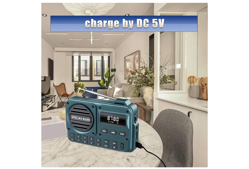 Pocket Radio FM USB-C Charging 2000mAh Rechargeable Excellent Reception Clear Speaker and Headphone Jack,LCD Screen,FM Radio for Walk/Jogging/Gym, Bluetooth/TF.(NO AM) - (Turquoise)