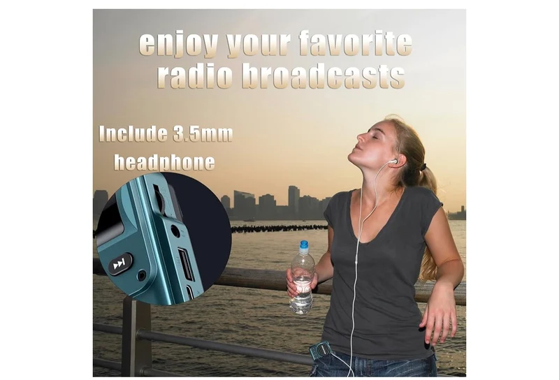 Pocket Radio FM USB-C Charging 2000mAh Rechargeable Excellent Reception Clear Speaker and Headphone Jack,LCD Screen,FM Radio for Walk/Jogging/Gym, Bluetooth/TF.(NO AM) - (Turquoise)