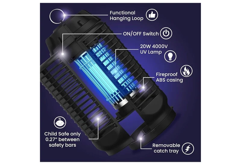 Electric Bug Zapper, Outdoor & Indoor Insect Killer with Switch – 4000V Powerful Grid, 20W Extra Brightness IPX4 Waterproof Mosquito Repellent Outdoor