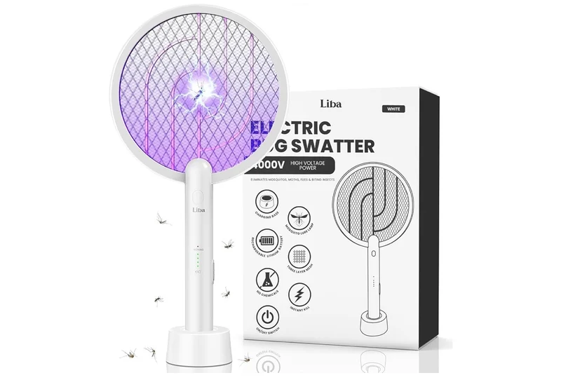 Electric Fly Swatter, 4000V 2-in-1 Mosquito Killer Lamp, USB Rechargeable with 5-Layer Safety Net, Cordless Insect Killer Trap Home Office Camping Patio