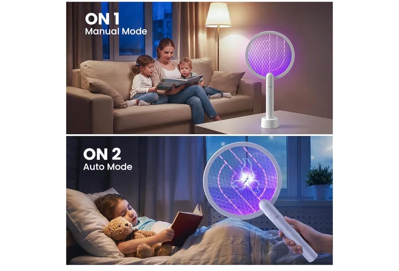 Electric Fly Swatter, 4000V 2-in-1 Mosquito Killer Lamp, USB Rechargeable with 5-Layer Safety Net, Cordless Insect Killer Trap Home Office Camping Patio