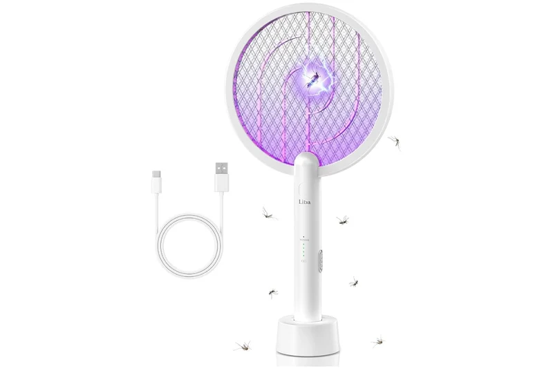 Electric Fly Swatter, 4000V 2-in-1 Mosquito Killer Lamp, USB Rechargeable with 5-Layer Safety Net, Cordless Insect Killer Trap Home Office Camping Patio