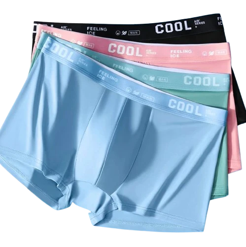 COOL - 4 Boxers Homme Ultra-Légers en Soie Glacée