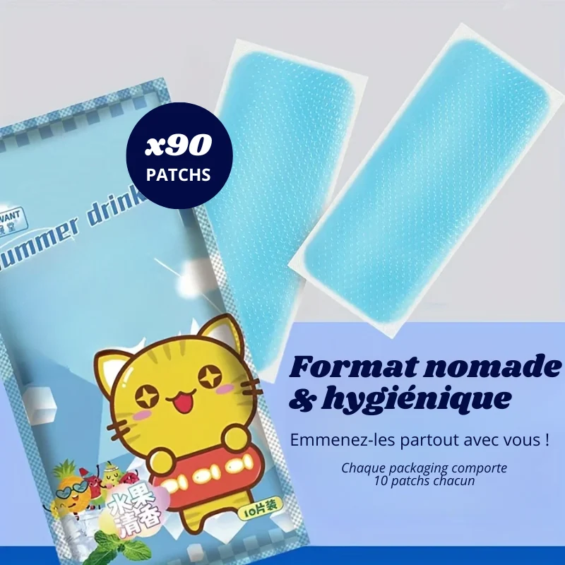 COOLING PATCHS - 90x Patchs rafraîchissants instantané auto-adhésifs