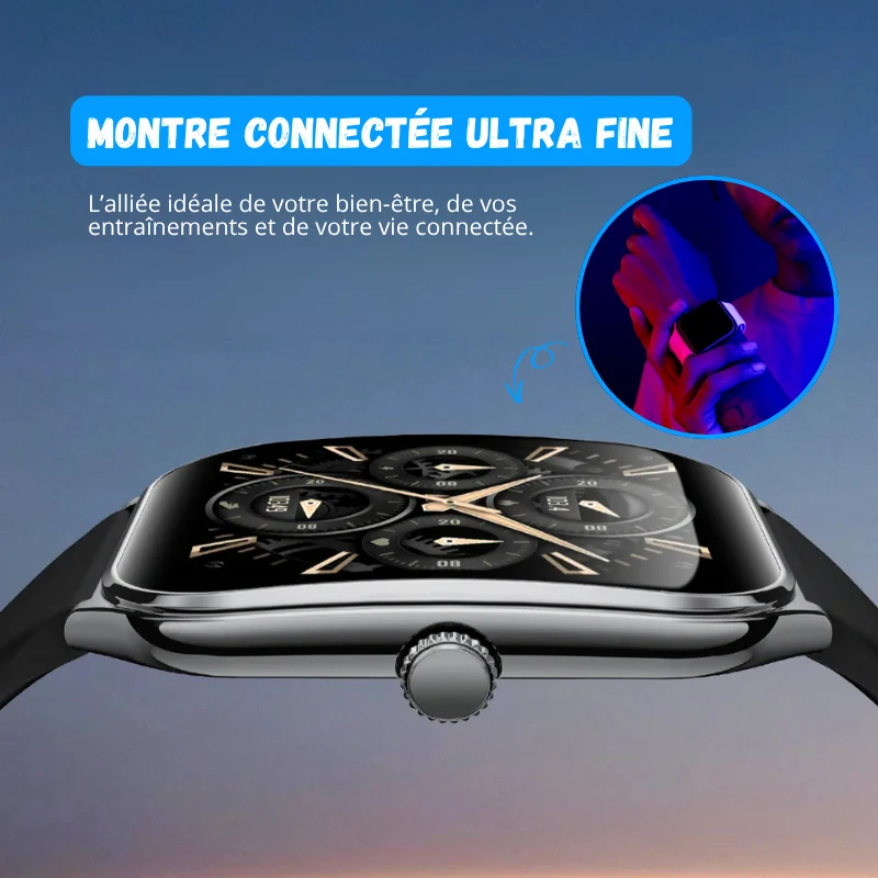 Montre Connectée Ultra Fine - Écran AMOLED HD 1.96" + 1 Bracelet OFFERT